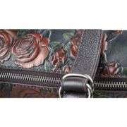 Vintage Embossed Rose Leather Satchel