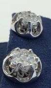 14K White Gold Round Brilliant Cut Diamond Cluster Earring
