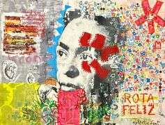 Spectacular Mixed-Media Unique Painting on Canvas by Kolectiv Feat / Luis Qunn, "Frida"