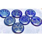 7-Piece Lapis Lazuli Engraved Archangel Palm Stones