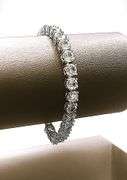 18 Kt White Gold Plated Lab Simulated 26 Ctw White Diamond Tennis Bracelet