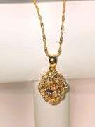 18 Kt Yellow Gold Plate Lab Simulated Orange Sapphire 4 Piece Jewelry Set