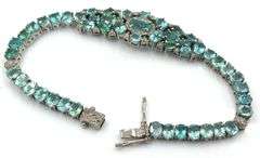 Gorgeous 17.85CTW Aqua Blue Apatite & Diamond Bracelet in 14K White Gold Over Sterling Silver