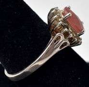 Peach Gemstone Ring with White Accents in Sterling Silver