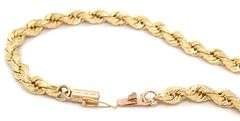 Unisex 10K YG Diamond Cut Rope Bracelet