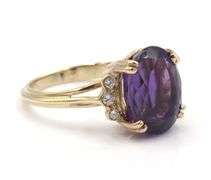 14kt Yellow gold oval amethyst and diamond ring