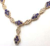 Splendid Brand New European 12.00CTW Oval Faceted Blue Sapphires & 5.00CTW Diamond necklace in 14K Y