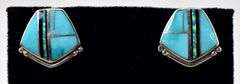 Turquoise, Opal, Black Onyx Gemstone Stud Earrings in Sterling Silver