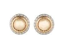 0.60ctw Diamond Frame Dome Button Omega Back Earrings in 14K