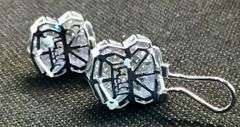14K White Gold Emerald Cut Diamond Cluster Earring