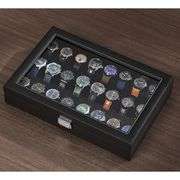 24-Slot Lockable Watch Box with Glass Lid