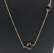 14kt Yellow gold smokey quartz clover station necklace
