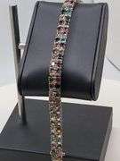 Elegant over 18.0ct Natural square shape design tourmaline  and 1.70 ct diamond Bracelet-  in Sterli