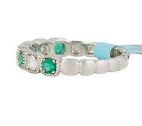 New 0.33ctw Emerald and 0.25ctw Diamond Milgrain Band Ring in 18K