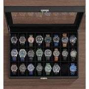 24-Slot Lockable Watch Box with Glass Lid