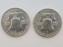 1954 D & 1954 S Franklin Half Dollars