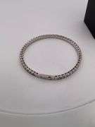 CERTIFIED 14K WHITE GOLD DIAMOND FLEXIBLE BANGLE BRACELET