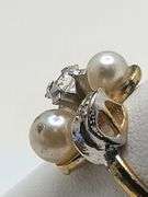 Antique 18K yellow gold vintage natural pearl and diamond ring size# 9