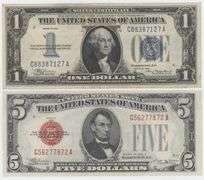 Very nice 1934 $1 Silver Certificate & 1928-D $5 Red Seal