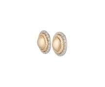 0.60ctw Diamond Frame Dome Button Omega Back Earrings in 14K
