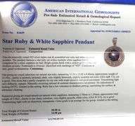 Stunning Massive 25.58CTS Round Cabochon-Cut Star Ruby & 3.40CTW White Sapphire Pendant on Adjustabl