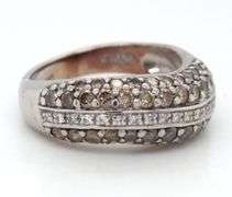 14kt White gold Levian chocolate and white diamond pave wave ring