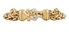 David Yurman 0.75ctw Diamond Buckle Double Wheat Chain Bracelet in 18K