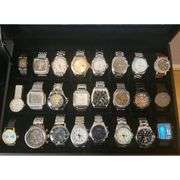 24-Slot Lockable Watch Box with Glass Lid
