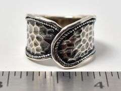 Hammered Texture Thick Band Ring in Sterling Silver