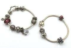 Set of Pandora charm bracelets in 925 sterling silver