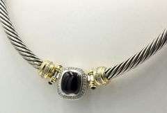 David YUrman Albion cable two tone black onyx and diamond choket necklace in 925 sterling silver