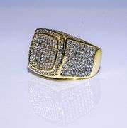 Men's Bold 14 Kt Gold Plate 17.5 Cttw Lab Simulated Diamond Ring