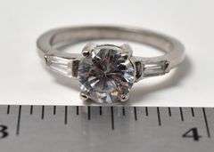 Round Cut CZ Stone Ring in Sterling Silver