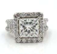 Platinum 7.27ct lab grown diamond halo ring