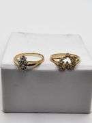 4 rings, Absolutely gorgeous 14k yellow gold and diamond cluster rings