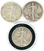 3 Different Walking Liberty Silver Half Dollars: 1939-1943-D