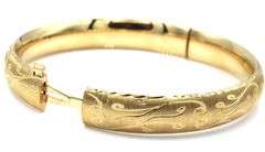 Pretty Patterned 14k yellow gold Opening Bangle