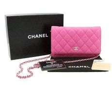 Chanel Classic WOC Pink Caviar Quilted on Chain Wallet