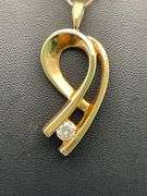 CERTIFIED 14K YELLOW GOLD NECKLACE WITH DIAMOND PENDANT