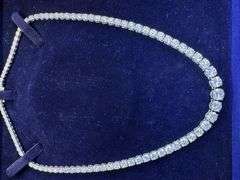 14K White Gold Lab Diamond Riviera Tennis Necklace
