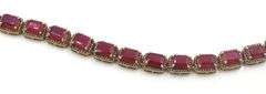 Amazing 40.00CTW Emerald-Cut Ruby & 3.50CTW Diamond Necklace in 14K Yellow Gold Over Sterling Silver