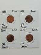 1998-2001 Lot of (4) Off Center Error Cents