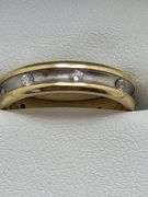 14k yellow & White gold diamond band, size 5.5 -4.0 gr