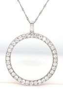 Platinum 1ctw diamond open circle pendant on chain