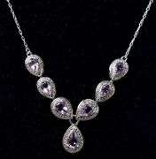 Amethyst Gemstone and Diamond Necklace in Sterling Silver