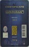 Pure IGR 0.5 gram pure .9999 fine gold in card with serial number
