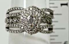 Modern  Halo-Mounted 14K White Gold Wedding Set