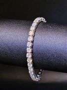 18 Kt White Gold Plated Lab Simulated 26 Ctw White Diamond Tennis Bracelet
