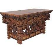 Solid Elm Wood Hand-Carved Meditation Table
