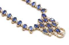 Fantastic 28.57CTW Oval Emerald-Cut Kyanite & 2.75CTW Diamond Necklace in 14K Yellow Gold Over Sterl